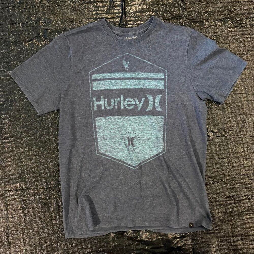 Hurley Men's Grey and Blue T-shirt